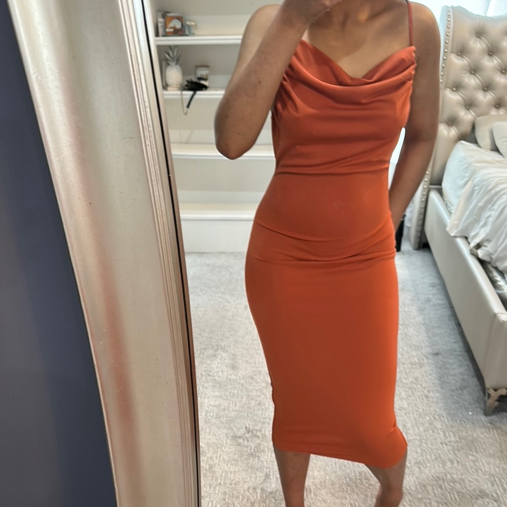 Elegant Orange Midi Dress